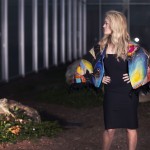 A wildly colorful feather handpainted  wrap, lined with black velvet for an exciting night out. 